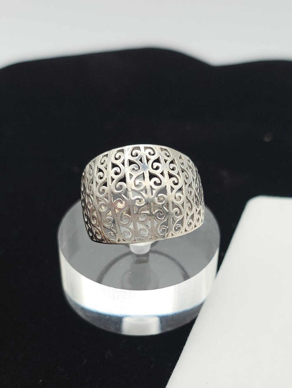JTV 925 Sterling Silver Open Filigree Swirl Scroll Dome Statement Ring 11 Boho